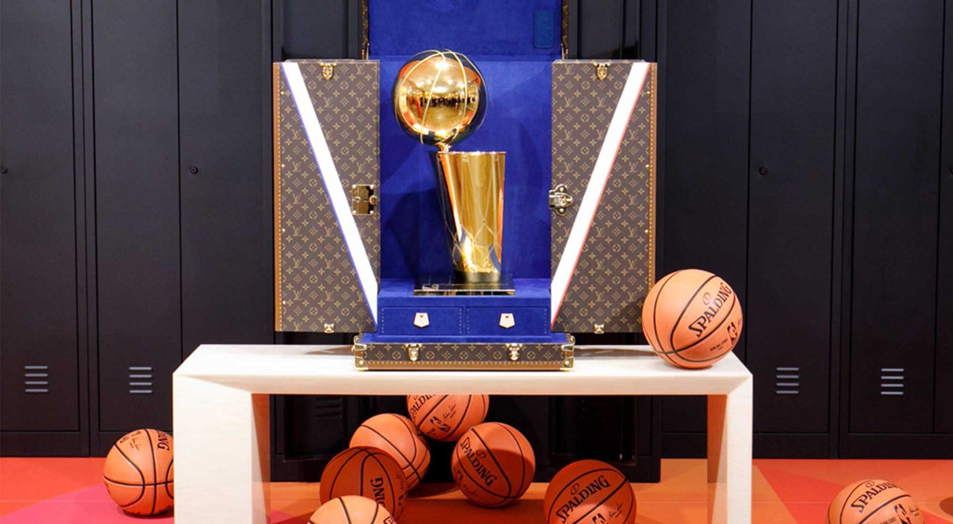 Louis Vuitton x NBA premiers capsule collection and trophy case